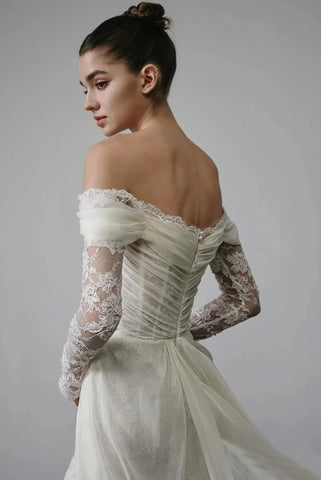 Robe de Mariée Bohème <br> Chic Col Bardot